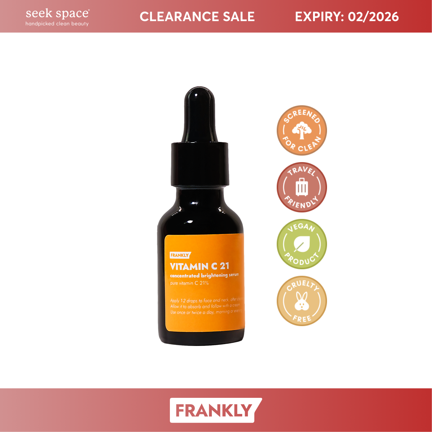 CLEARANCE FRANKLY Vitamin C 21% Concentrated Brightening Serum 15ml [EXP: 02/2026]