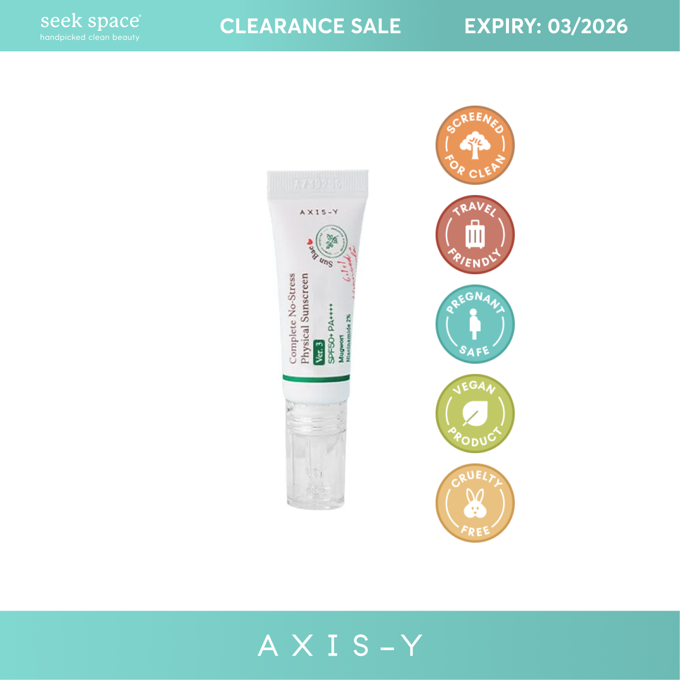 CLEARANCE AXIS-Y (MINI) (VER. 3) Complete No-Stress Physical Sunscreen SPF 50+ PA++++ 10mL [EXP: 03/2026]