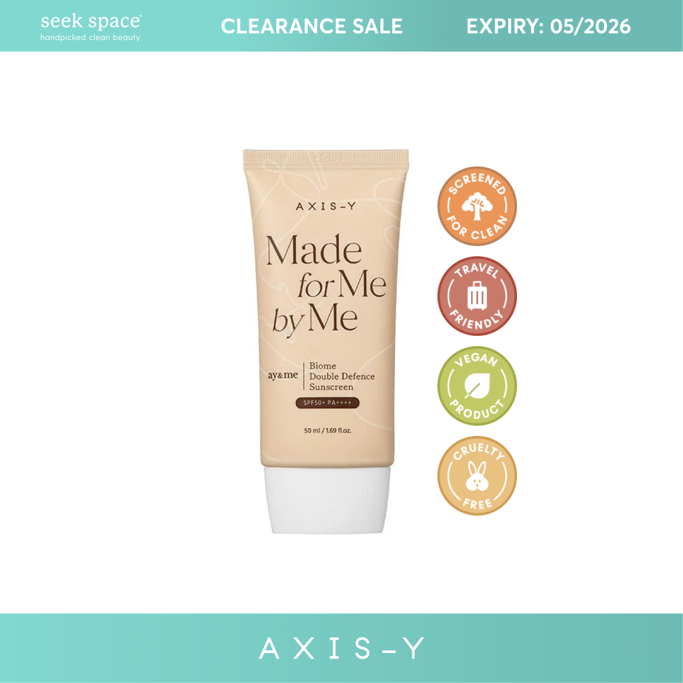 CLEARANCE AXIS-Y Biome Double Defense Sunscreen SPF 50+ PA++++ 50ml [EXP 05/2026]