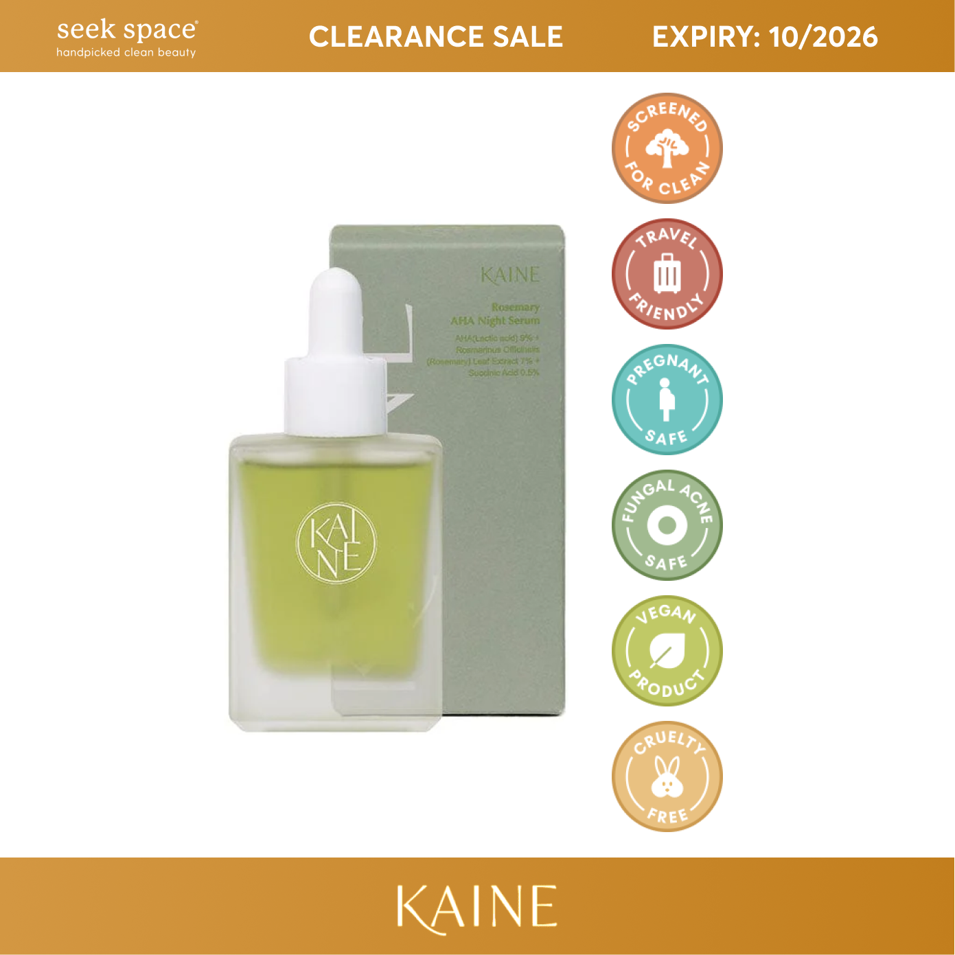 CLEARANCE KAINE Rosemary AHA Night Serum 30ml [EXP: 10/2026]