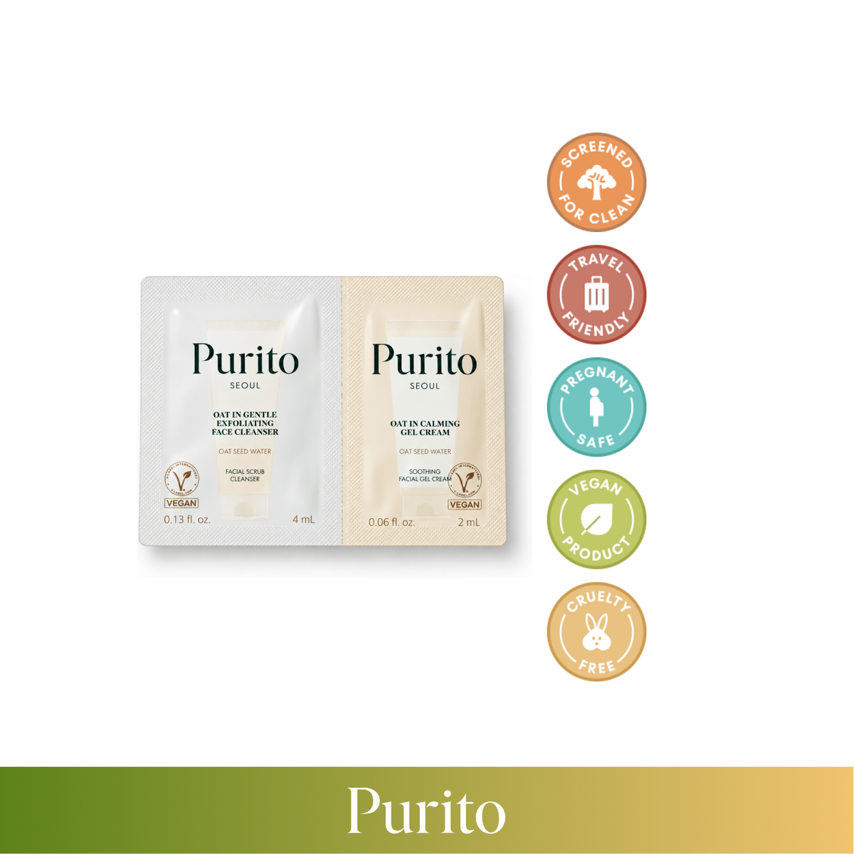 PURITO SEOUL (SAMPLE) Oat Face Cleanser and Soothing Facial Cream Trial Kit 2mL/2mL