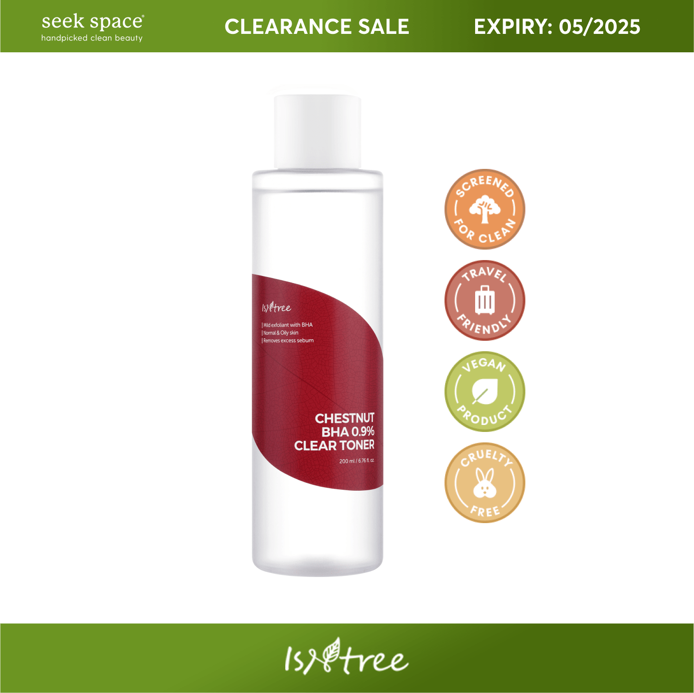 Isntree Toner CLEARANCE ISNTREE Chestnut BHA 0.9% Clear Toner 200ml [EXP. 05/2025]