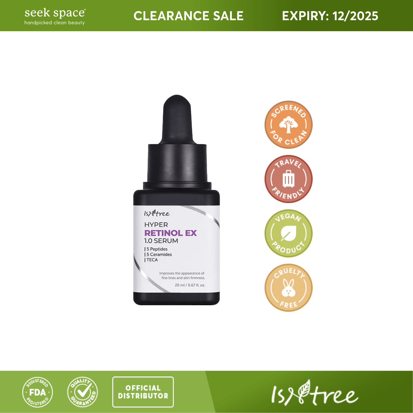 Isntree Serum CLEARANCE ISNTREE Hyper Retinol Ex 1.0 Serum 20ml [EXP.12/2025]