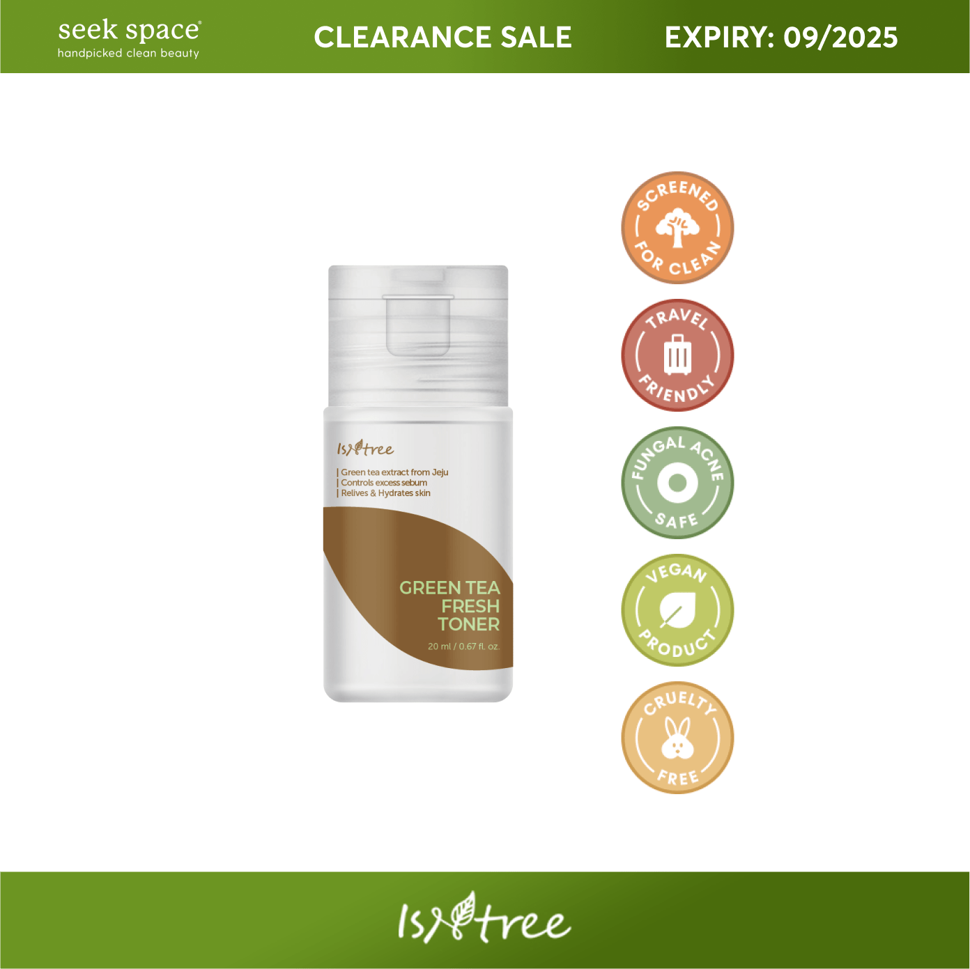 Isntree Sample CLEARANCE ISNTREE (MINI) Green Tea Fresh Toner 20mL [EXP.09/2025]